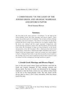 1 Corinthians 7 in the light of the Jewish Greek and Aramaic marriage