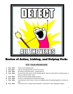 Review of Action, Linking, and Helping Verbs