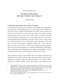 The Shapes of Indeterminacy: John Cage`s Variations I and