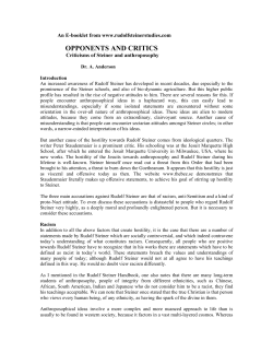 Opponents and Critics: Criticisms of Steiner and anthroposophy