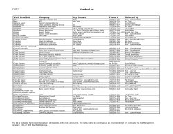 Vendor List - Warren Promenade Web