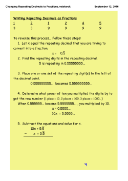 Changing Repeating Decimals to Fractions.notebook