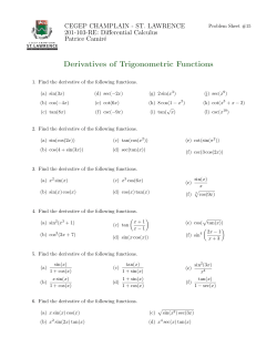 Derivatives of Trigonometric Functions