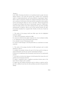 Passage 1 In the 1920s, Gerstmann described a set of problems