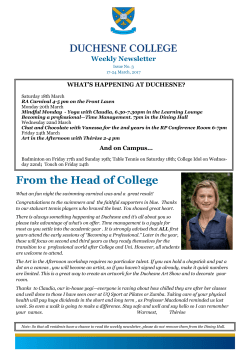 Student Newsletter 3 March 17 - Duchesne College