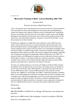 BOOK REVIEWS Bertrand`s Toyshop in Bath Luxury Retailing 1685