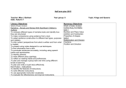 Half term plan - All Saints` Community Primary School. Rochdale