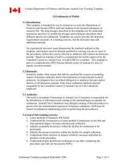 3.0 Euthanasia of Finfish - Canadian Council on Animal Care