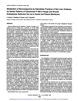 Metabolism of Benzo(a)pyrene by Subcellular