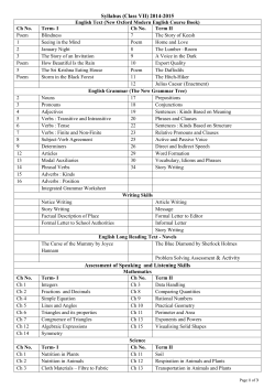 Syllabus (Class VII) 2014-2015 Assessment of Speaking and