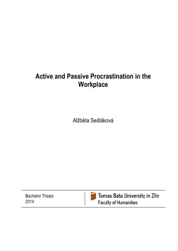 Active and Passive Procrastination in the - DSpace Home