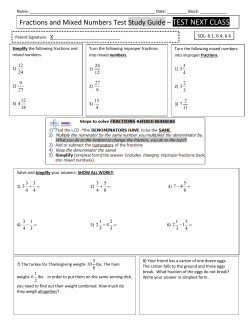Fractions and Mixed Numbers Test Study Guide &ndash; TEST NEXT CLASS