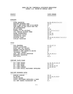Index for the "Centennial Study Group Newsletter" Issues 1