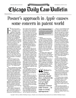 Posner`s approach in Apple causes some concern in patent world