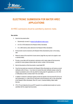 electronic submission for mater hrec applications