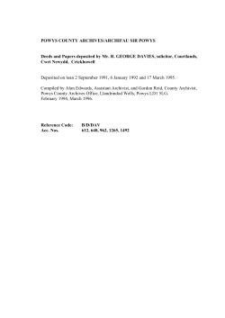 POWYS COUNTY ARCHIVES/ARCHIFAU SIR POWYS Deeds and