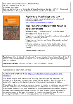 Risk Factors for Recidivistic Arson in Adult Offenders