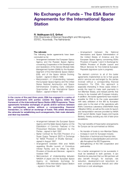 No Exchange of Funds &ndash; The ESA Barter Agreements for the
