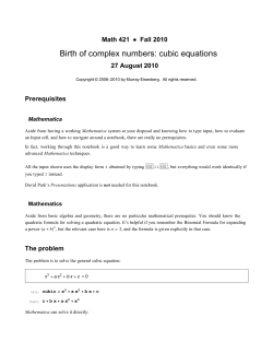 Birth of complex numbers: cubic equations