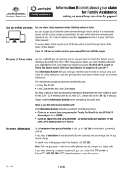 Information Booklet about your claim for Family