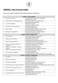 GERMAN &ndash; Year 11 Course outline