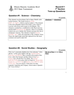 Illinois Masonic Academic Bowl Round # 1 2015 State Tournament