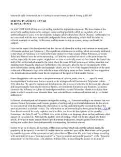 SURFING IN ANCIENT HAWAII By BEN R. FINNEY IN ANCIENT