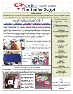 The Sadler Script - Sadler Health Center Corporation