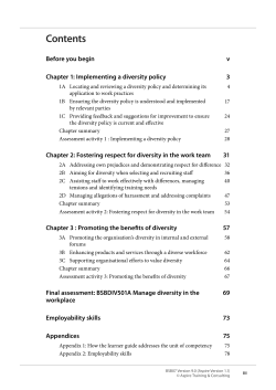BSBDIV501A Manage diversity in the workplace