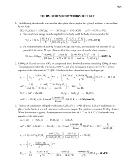 thermochemistry worksheet key
