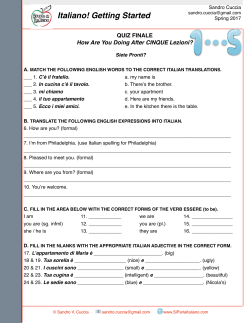 17S13-HO-Italiano! Getting Started-QUIZ FINALE-Lezioni 1