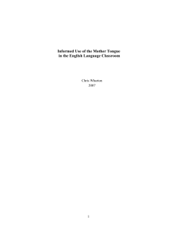 Use of the Mother Tongue in the English Language Classroom