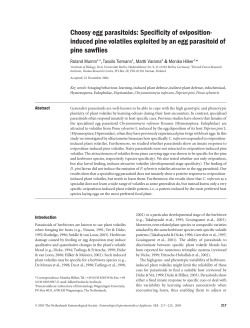 Choosy egg parasitoids: Specificity of oviposition
