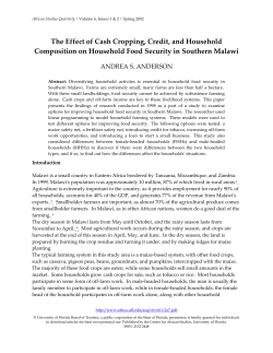 The Effect of Cash Cropping, Credit, and Household Composition on