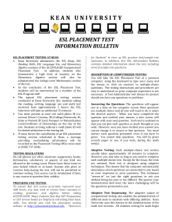 ESL Placement Testing Information Bulletin