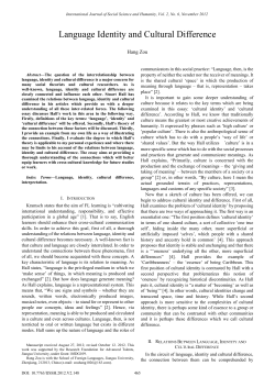 Language Identity and Cultural Difference
