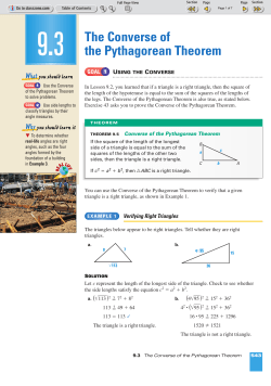 The Converse of the Pythagorean Theorem