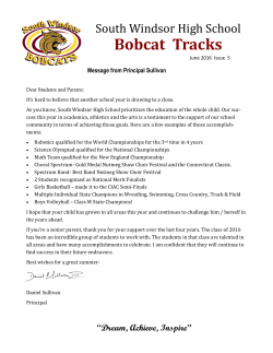 Bobcat Tracks - South Windsor Public Schools