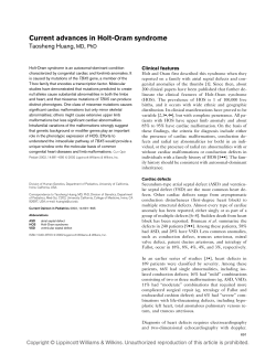 Current advances in Holt-Oram syndrome