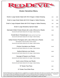 Gluten Sensitive Menu