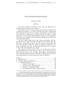 DO FAITH-BASED PRISONS WORK? - The University of Alabama