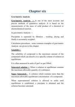 Chapter six Gravimetric Analysis Gravimetric Analysis