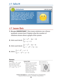4-9 Lesson Quiz 4-9 Solve It!