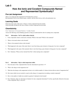 Lab 5 How Are Ionic and Covalent Compounds Named and