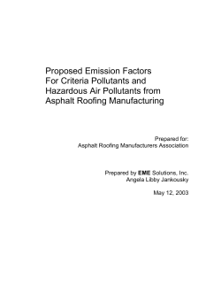 Proposed Emission Factors For Criteria Pollutants and Hazardous