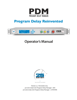 Program Delay Manager Manual