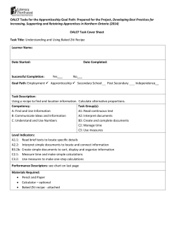 OALCF Tasks for the Apprenticeship Goal Path: Prepared for the