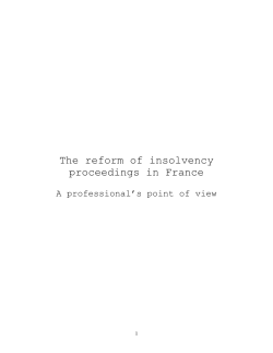 The reform of insolvency proceedings in France