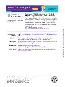 Thymic Hypofunction in Down Syndrome Decreased AIRE