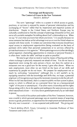 Patronage and Reciprocity: The Context of Grace in the New